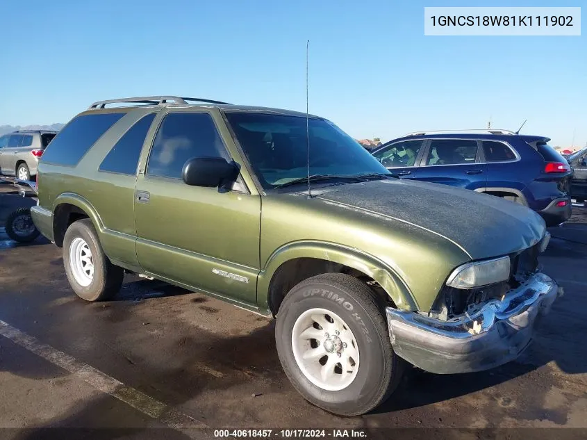 2001 Chevrolet Blazer Ls VIN: 1GNCS18W81K111902 Lot: 40618457