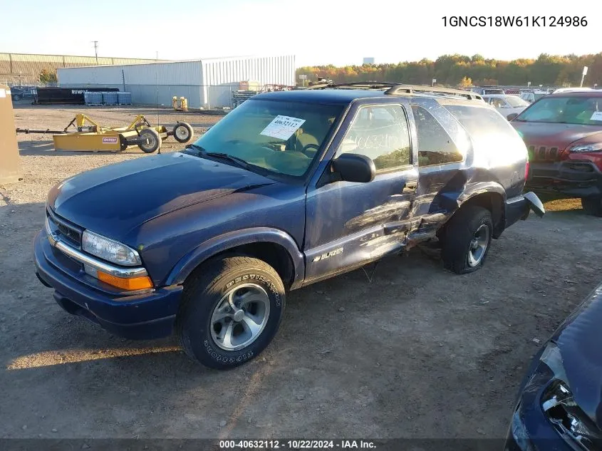 2001 Chevrolet Blazer Ls VIN: 1GNCS18W61K124986 Lot: 40632112