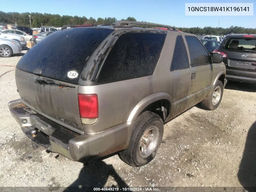 2001 Chevrolet Blazer Ls VIN: 1GNCS18W41K196141 Lot: 40649219