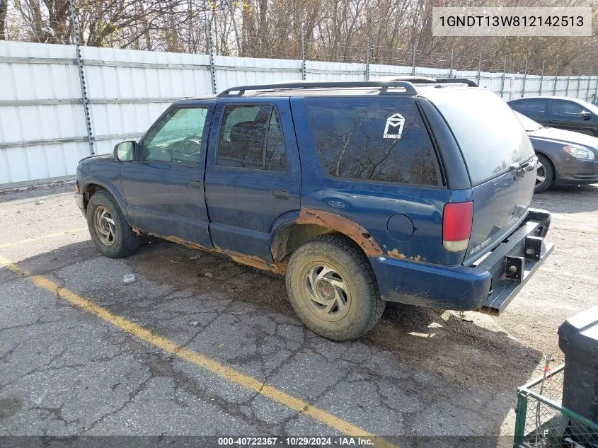 2001 Chevrolet Blazer Lt VIN: 1GNDT13W812142513 Lot: 40722367