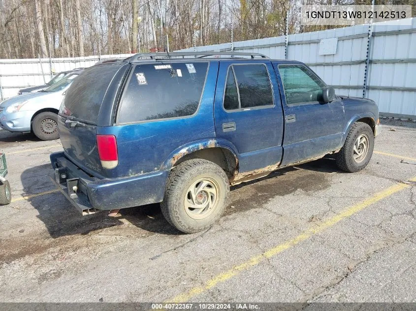 2001 Chevrolet Blazer Lt VIN: 1GNDT13W812142513 Lot: 40722367