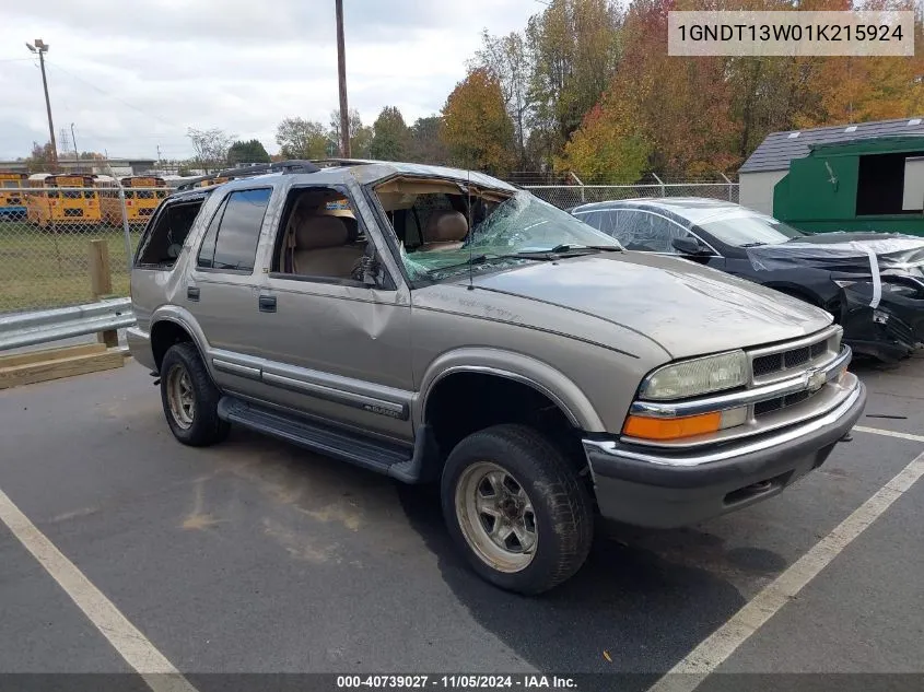 2001 Chevrolet Blazer Lt VIN: 1GNDT13W01K215924 Lot: 40739027