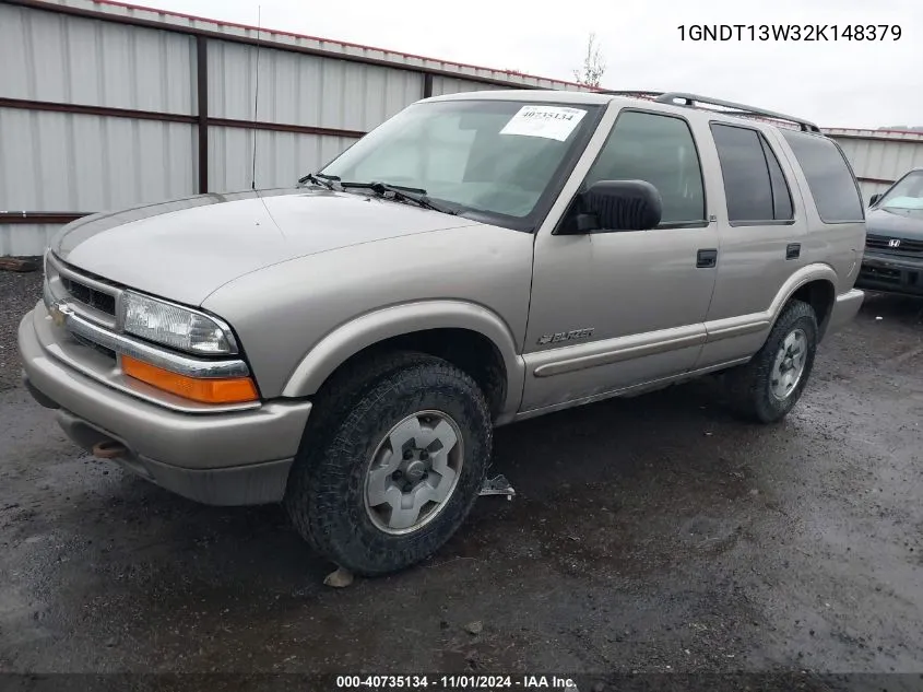 2002 Chevrolet Blazer Ls VIN: 1GNDT13W32K148379 Lot: 40735134