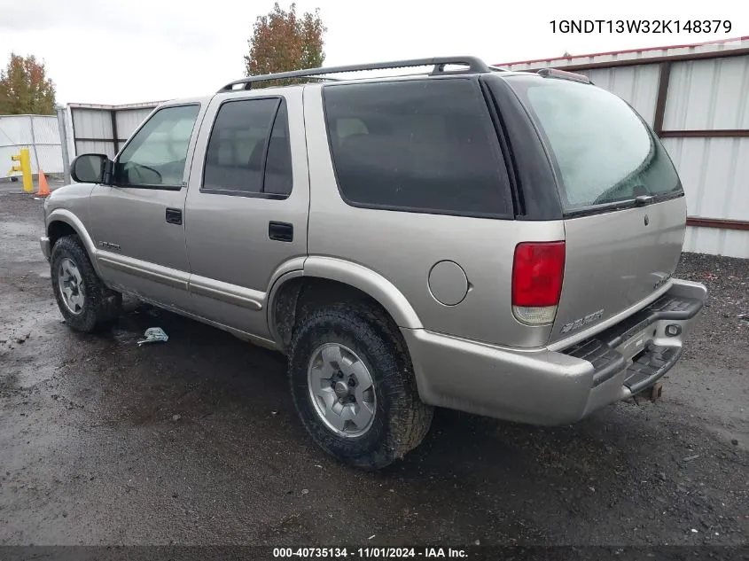 2002 Chevrolet Blazer Ls VIN: 1GNDT13W32K148379 Lot: 40735134