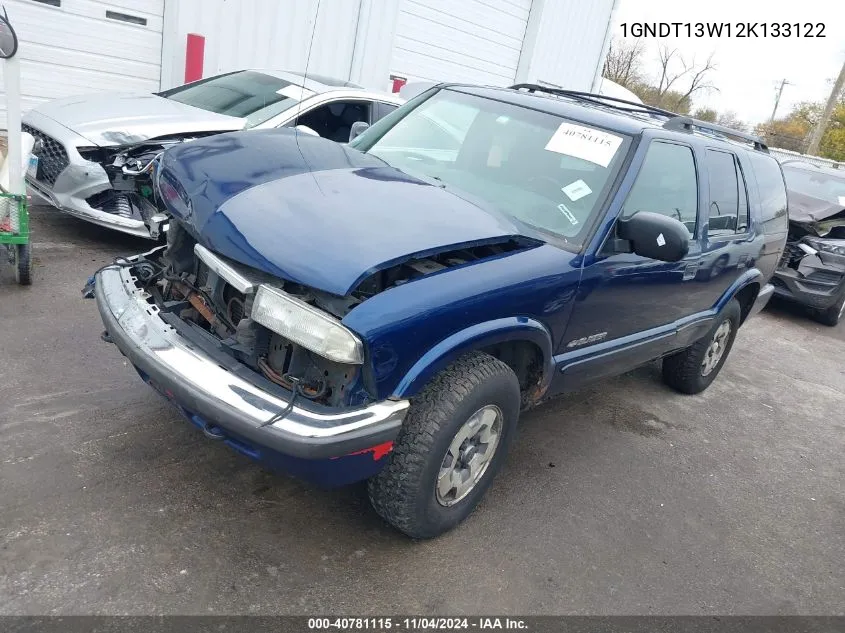 2002 Chevrolet Blazer Ls VIN: 1GNDT13W12K133122 Lot: 40781115