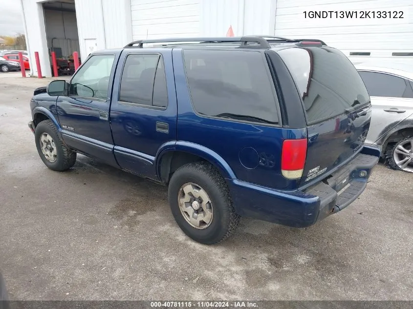 2002 Chevrolet Blazer Ls VIN: 1GNDT13W12K133122 Lot: 40781115