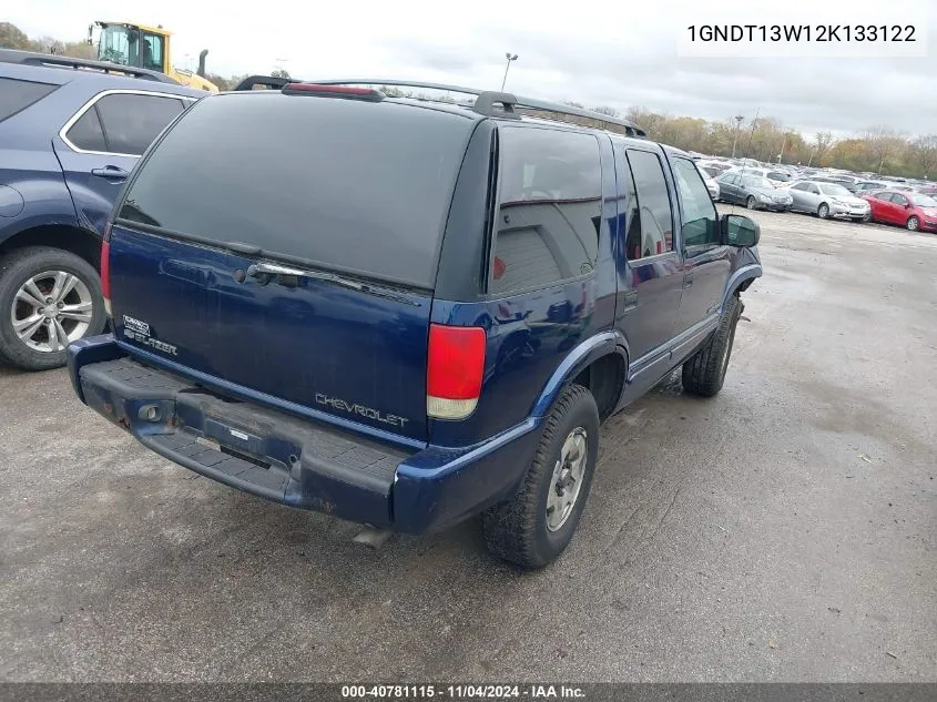 2002 Chevrolet Blazer Ls VIN: 1GNDT13W12K133122 Lot: 40781115