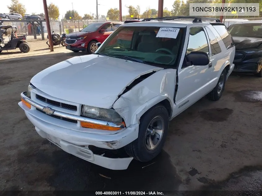 2002 Chevrolet Blazer Ls VIN: 1GNCS18W92K121193 Lot: 40803011