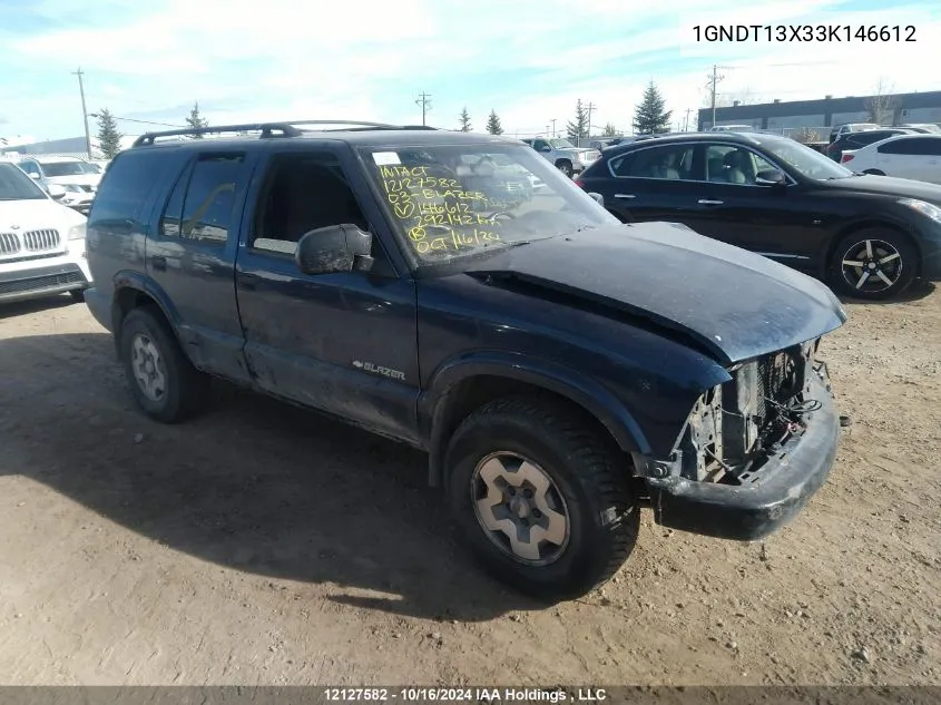 2003 Chevrolet Blazer VIN: 1GNDT13X33K146612 Lot: 12127582