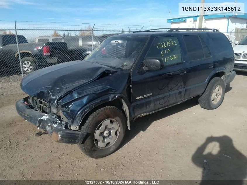 2003 Chevrolet Blazer VIN: 1GNDT13X33K146612 Lot: 12127582