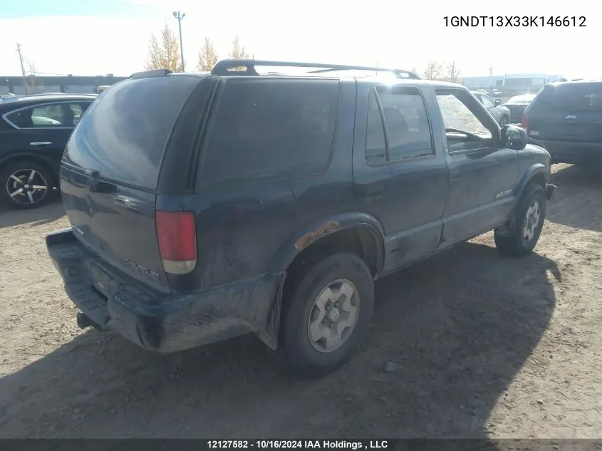 2003 Chevrolet Blazer VIN: 1GNDT13X33K146612 Lot: 12127582