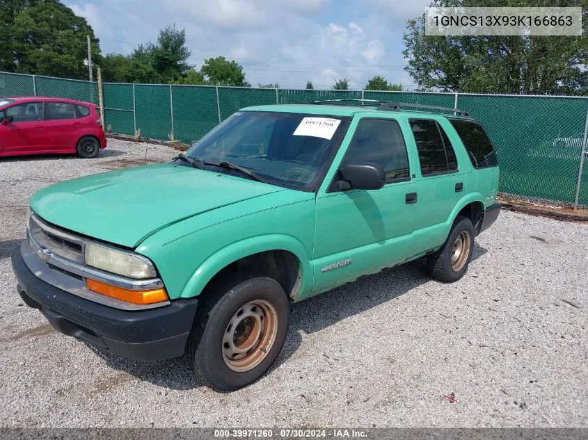 2003 Chevrolet Blazer Ls VIN: 1GNCS13X93K166863 Lot: 40812440