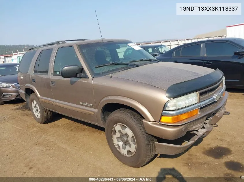 2003 Chevrolet Blazer Ls VIN: 1GNDT13XX3K118337 Lot: 40286443