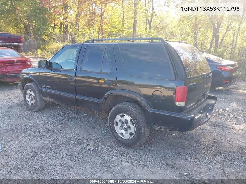 2003 Chevrolet Blazer Ls VIN: 1GNDT13X53K112798 Lot: 40531966