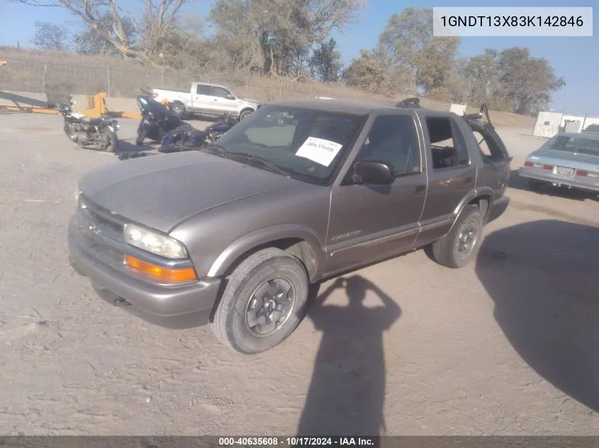 2003 Chevrolet Blazer Ls VIN: 1GNDT13X83K142846 Lot: 40635608