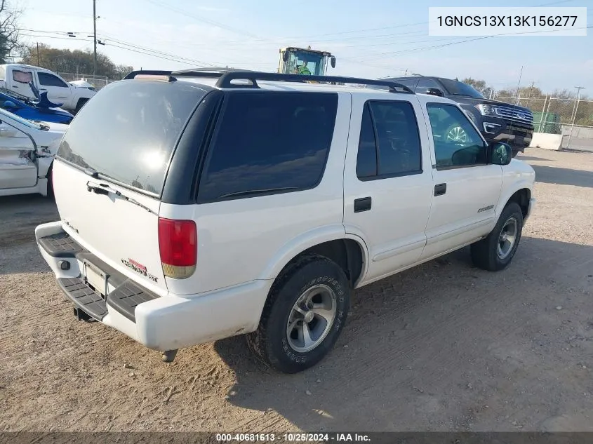 2003 Chevrolet Blazer Ls VIN: 1GNCS13X13K156277 Lot: 40681613