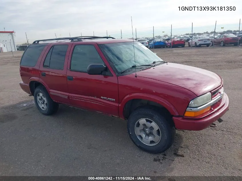 2003 Chevrolet Blazer Ls VIN: 1GNDT13X93K181350 Lot: 40861242