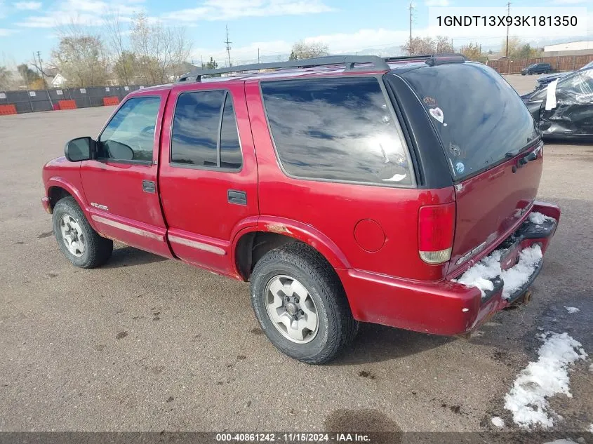 2003 Chevrolet Blazer Ls VIN: 1GNDT13X93K181350 Lot: 40861242