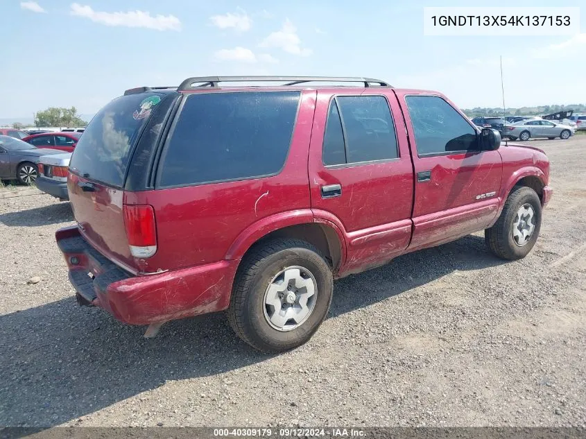 2004 Chevrolet Blazer Ls VIN: 1GNDT13X54K137153 Lot: 40309179