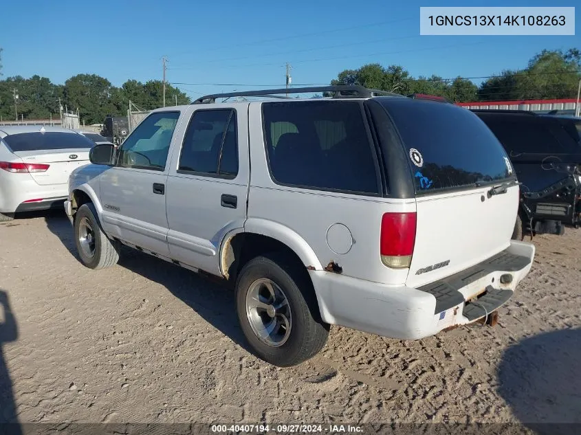 2004 Chevrolet Blazer Ls VIN: 1GNCS13X14K108263 Lot: 40407194