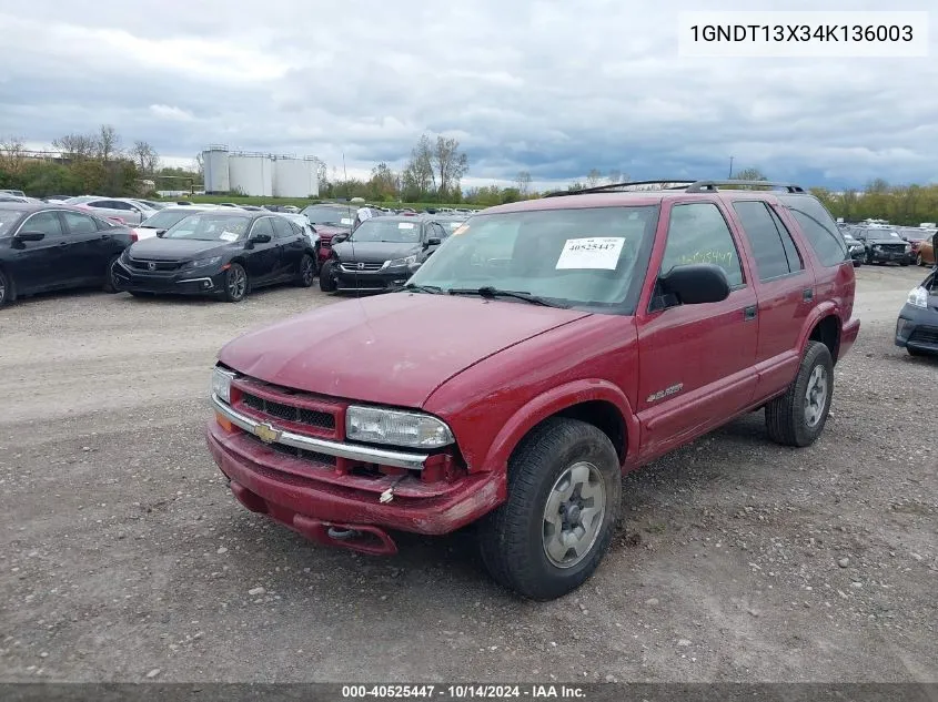 2004 Chevrolet Blazer Ls VIN: 1GNDT13X34K136003 Lot: 40525447