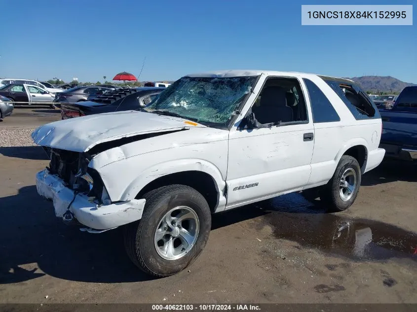 2004 Chevrolet Blazer Ls VIN: 1GNCS18X84K152995 Lot: 40622103