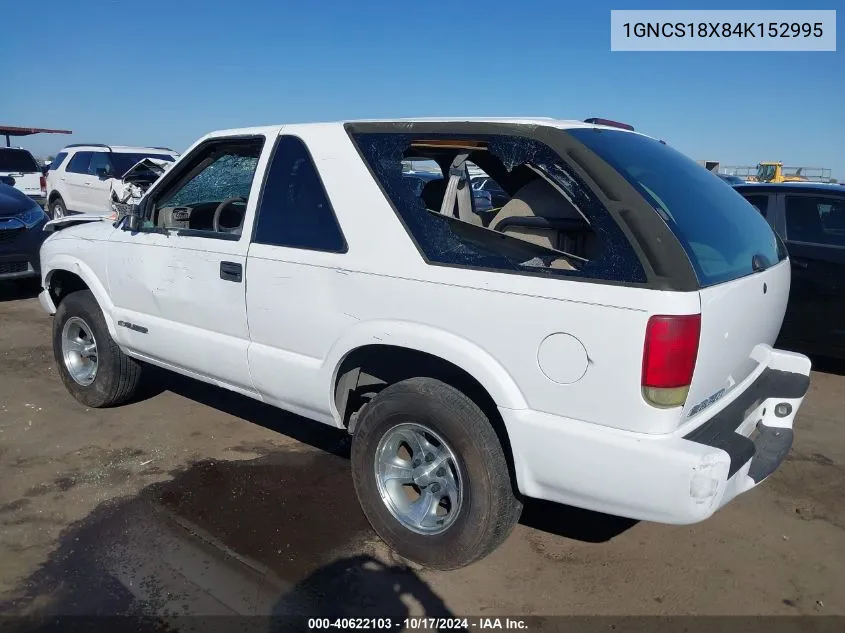 2004 Chevrolet Blazer Ls VIN: 1GNCS18X84K152995 Lot: 40622103