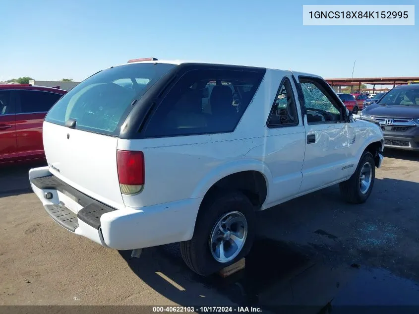 2004 Chevrolet Blazer Ls VIN: 1GNCS18X84K152995 Lot: 40622103