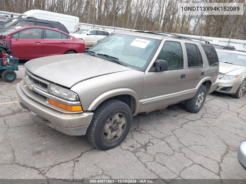 2004 Chevrolet Blazer Ls VIN: 1GNDT13X94K152089 Lot: 40871583