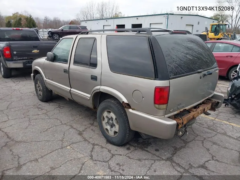 2004 Chevrolet Blazer Ls VIN: 1GNDT13X94K152089 Lot: 40871583