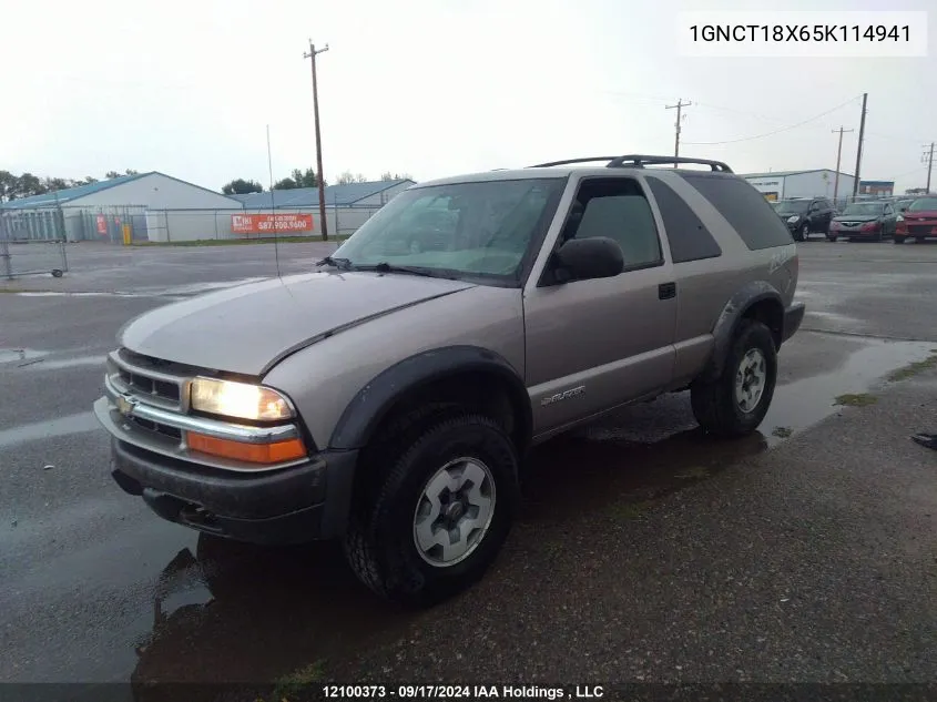 2005 Chevrolet Blazer VIN: 1GNCT18X65K114941 Lot: 12100373