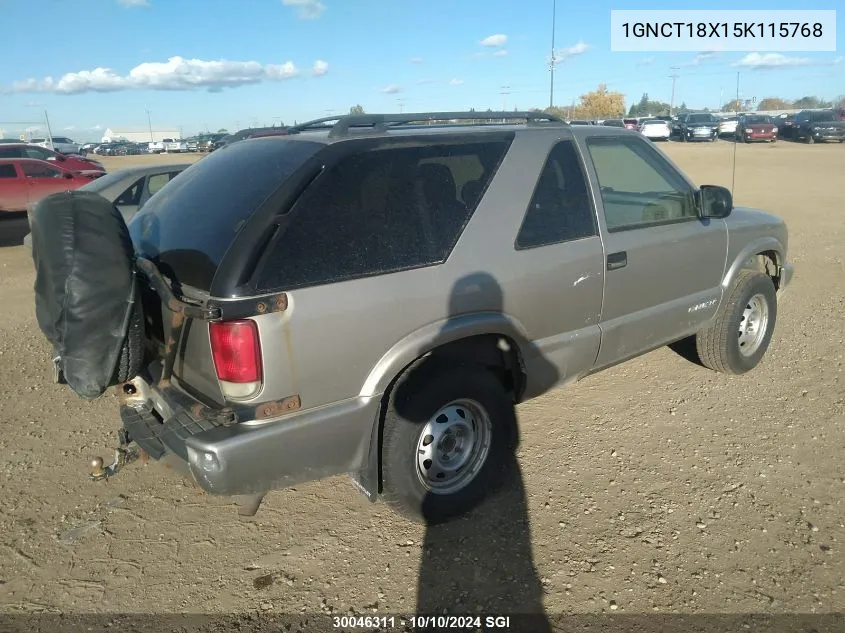 2005 Chevrolet Blazer VIN: 1GNCT18X15K115768 Lot: 30046311