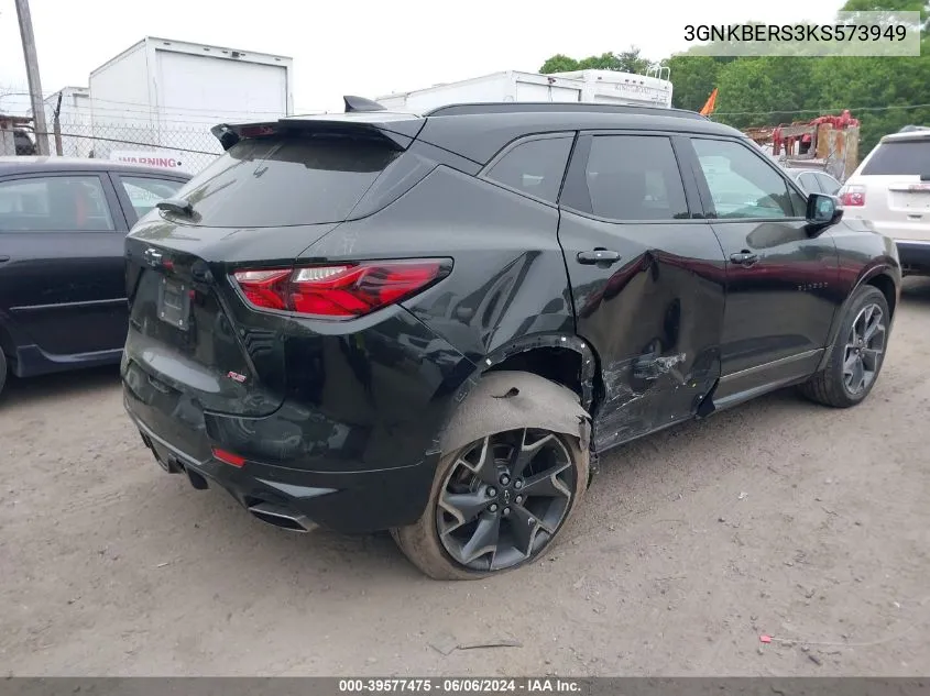 2019 Chevrolet Blazer Rs VIN: 3GNKBERS3KS573949 Lot: 39577475