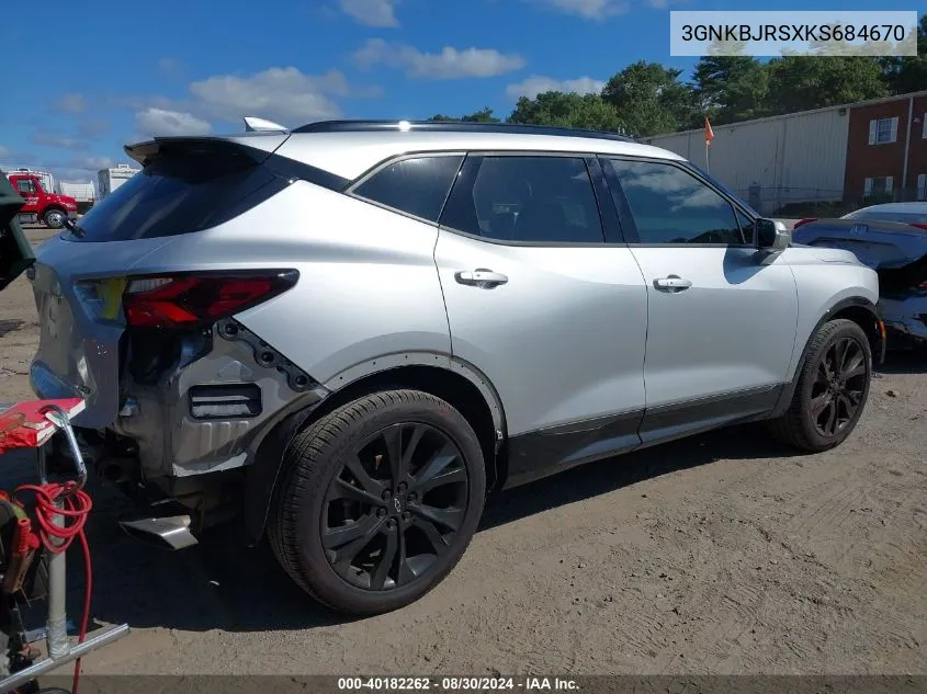 2019 Chevrolet Blazer Rs VIN: 3GNKBJRSXKS684670 Lot: 40182262