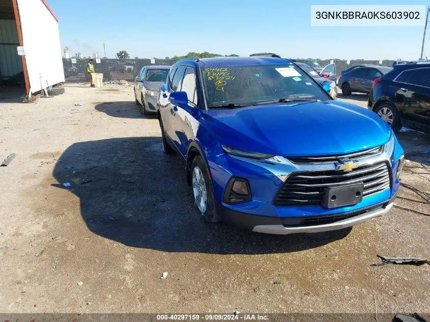 2019 Chevrolet Blazer VIN: 3GNKBBRA0KS603902 Lot: 40297159