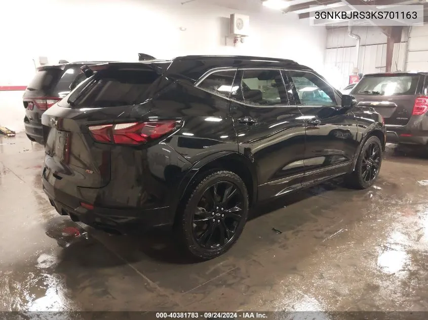 2019 Chevrolet Blazer Rs VIN: 3GNKBJRS3KS701163 Lot: 40381783