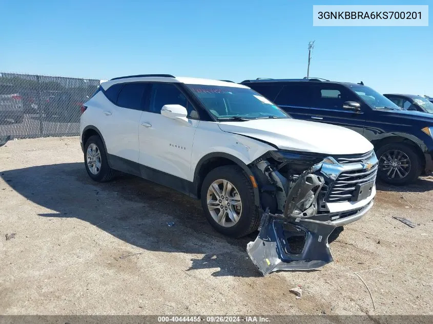 2019 Chevrolet Blazer 1Lt VIN: 3GNKBBRA6KS700201 Lot: 40444455