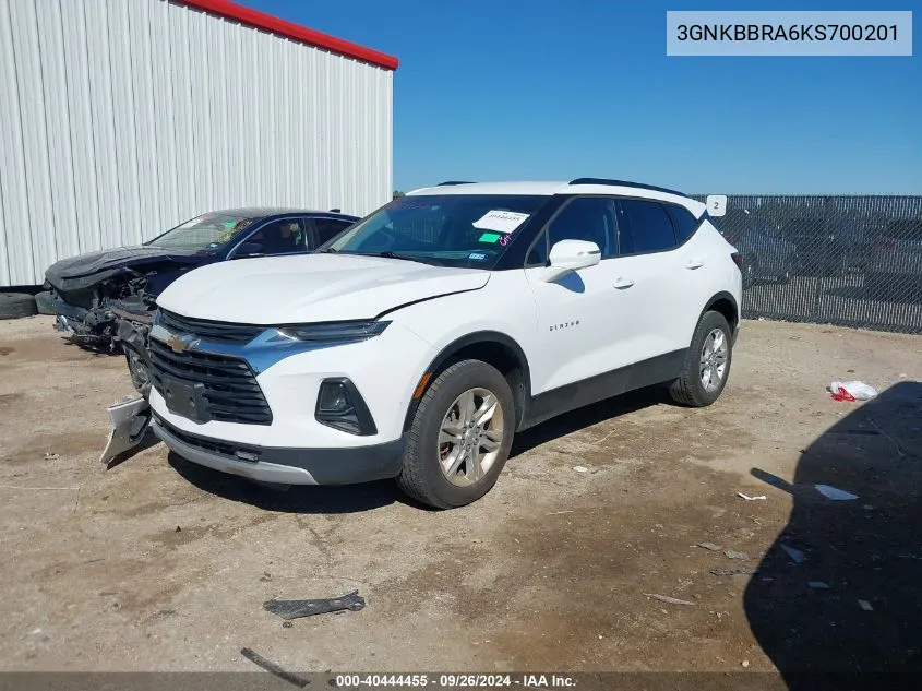 2019 Chevrolet Blazer 1Lt VIN: 3GNKBBRA6KS700201 Lot: 40444455