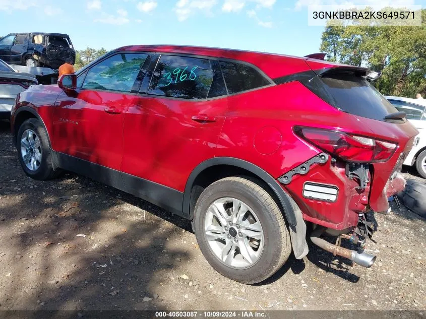 2019 Chevrolet Blazer VIN: 3GNKBBRA2KS649571 Lot: 40503087