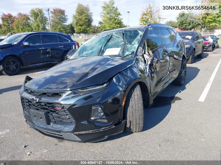 2019 Chevrolet Blazer Rs VIN: 3GNKBJRS6KS654646 Lot: 40547127