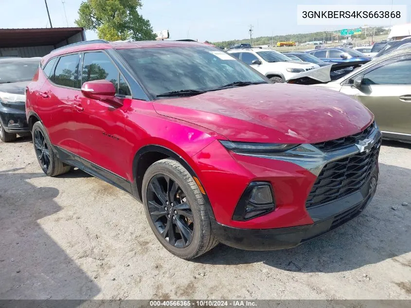 2019 Chevrolet Blazer Rs VIN: 3GNKBERS4KS663868 Lot: 40566365