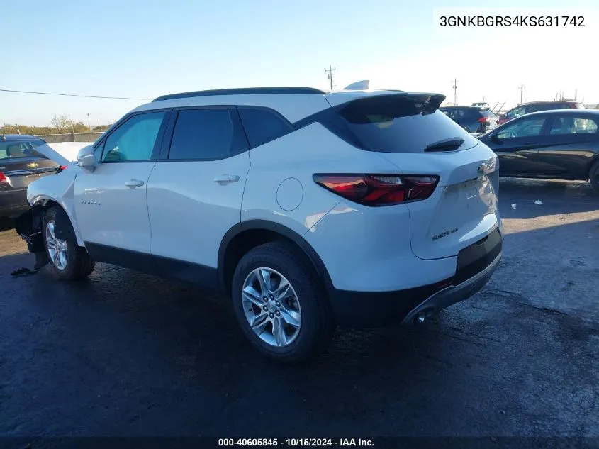 2019 Chevrolet Blazer VIN: 3GNKBGRS4KS631742 Lot: 40605845