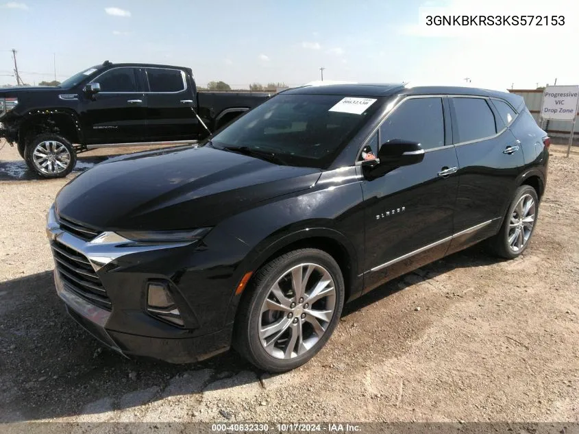 2019 Chevrolet Blazer Premier VIN: 3GNKBKRS3KS572153 Lot: 40632330