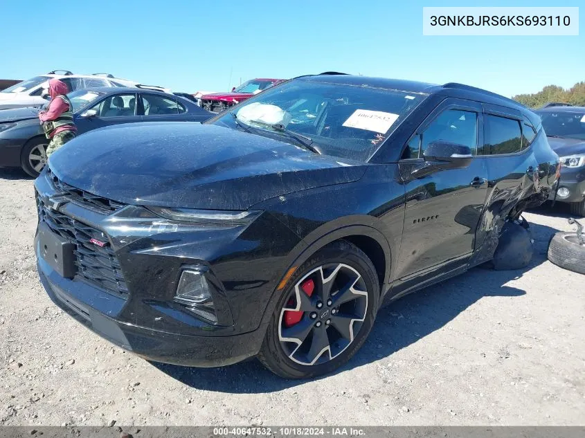 2019 Chevrolet Blazer Rs VIN: 3GNKBJRS6KS693110 Lot: 40647532