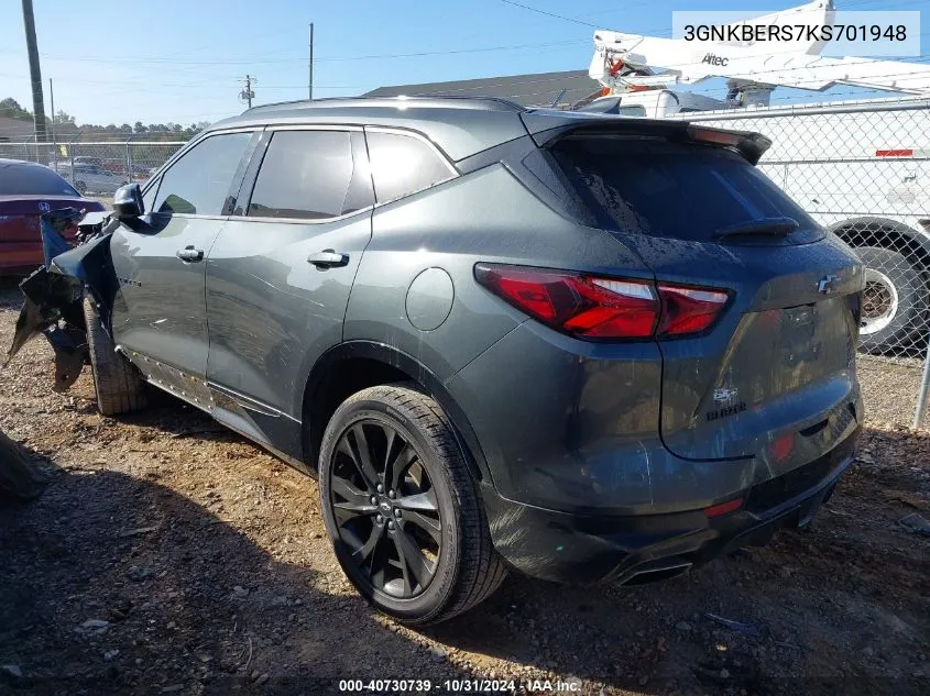 2019 Chevrolet Blazer Rs VIN: 3GNKBERS7KS701948 Lot: 40730739