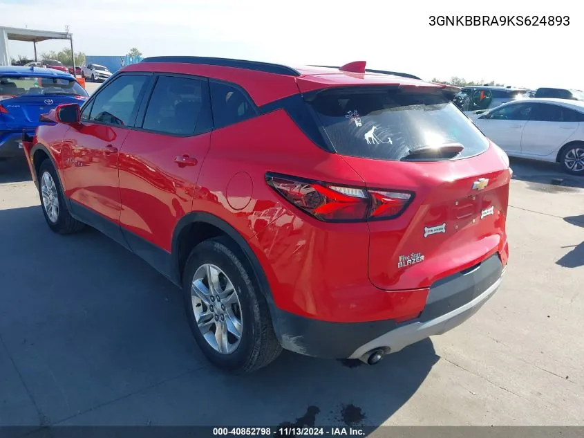 2019 Chevrolet Blazer VIN: 3GNKBBRA9KS624893 Lot: 40852798