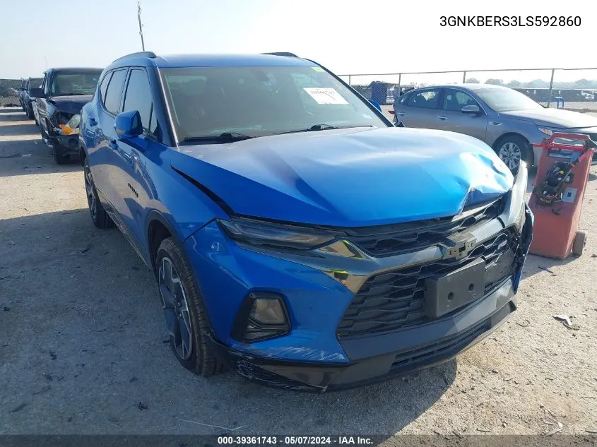 2020 Chevrolet Blazer Fwd Rs VIN: 3GNKBERS3LS592860 Lot: 39361743