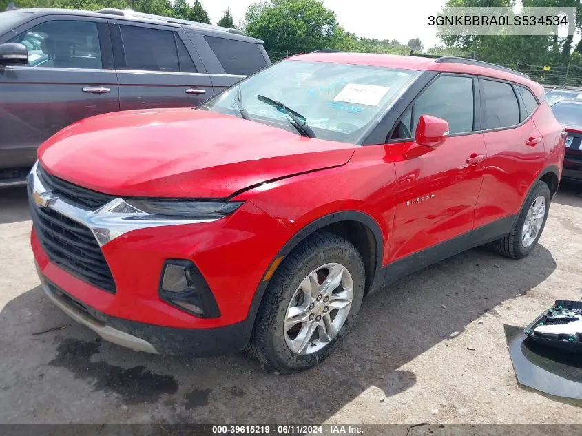 2020 Chevrolet Blazer Fwd 1Lt VIN: 3GNKBBRA0LS534534 Lot: 39615219