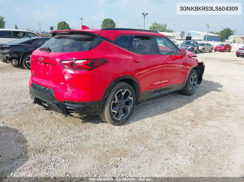 2020 Chevrolet Blazer Awd Rs VIN: 3GNKBKRS3LS604309 Lot: 40042074