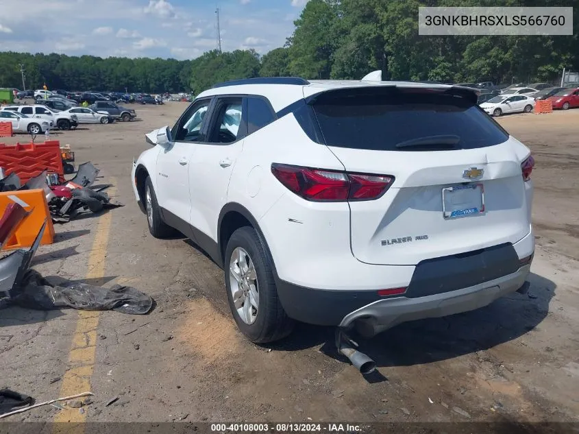 2020 Chevrolet Blazer Awd 2Lt VIN: 3GNKBHRSXLS566760 Lot: 40108003